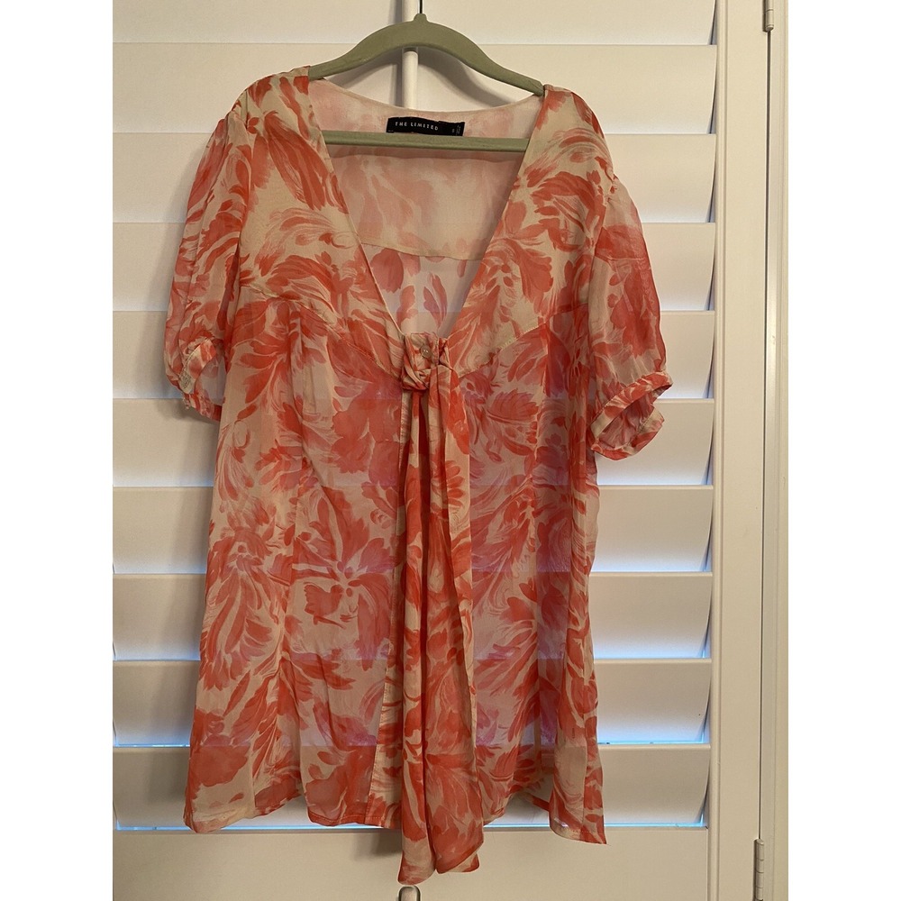 The Limited Top Women's Size S Floral Short Sleeve Sheer Pink